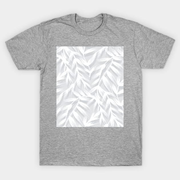 Painted Gray Leaves T-Shirt by Carolina Díaz